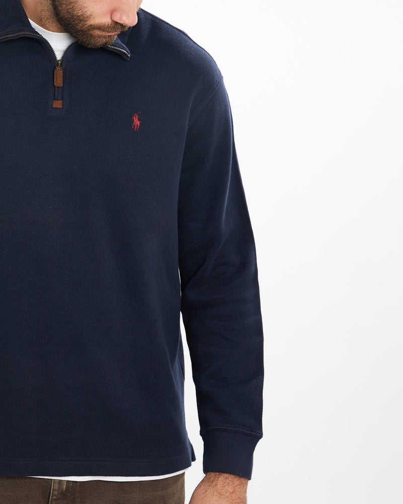 Vintage, Polo, Ralph, Lauren, Quarter, Zip, Sweater, The Real Deal, size extra large, colour Blue, newtown, sydney, australia, thrift store, opshop, preloved, secondhand, sustainable, retro, antique, 70s, 80s, 90s, 2000s, 00s, fashion, clothing, streetwear, trendy, garment, style, boutique, store, shop, archive, sale, cheap, best, top, Sweats and hoodies