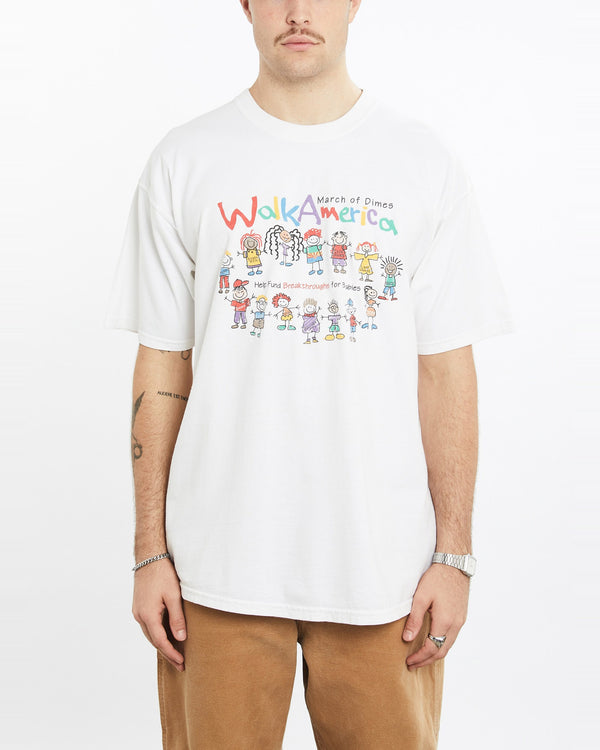 Vintage, Walk, America, for, Kids, Tee, The Real Deal, size extra large, colour White, newtown, sydney, australia, thrift store, opshop, preloved, secondhand, sustainable, retro, antique, 70s, 80s, 90s, 2000s, 00s, fashion, clothing, streetwear, trendy, garment, style, boutique, store, shop, archive, sale, cheap, best, top, T-Shirts
