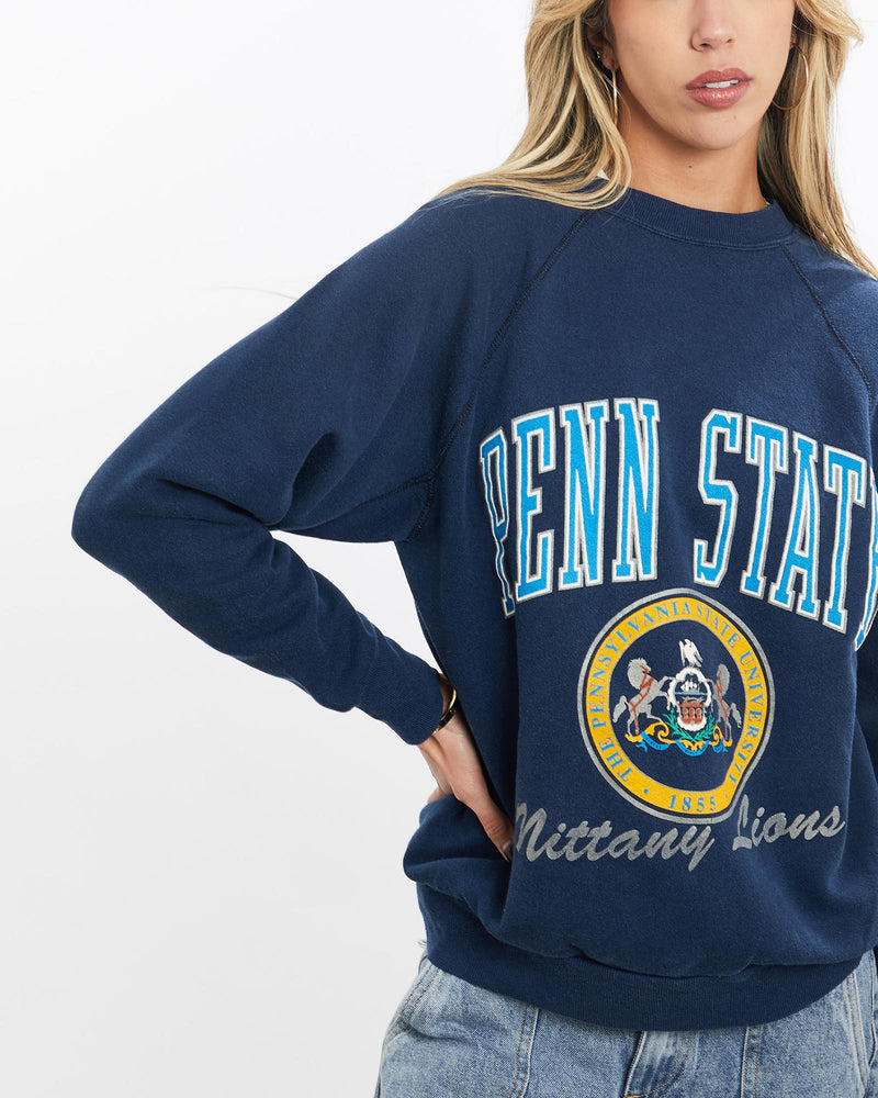 Vintage, 90s, NCAA, Penn, State, Nittany, Lions, Sweatshirt, The Real Deal, size extra small, colour Navy, newtown, sydney, australia, thrift store, opshop, preloved, secondhand, sustainable, retro, antique, 70s, 80s, 90s, 2000s, 00s, fashion, clothing, streetwear, trendy, garment, style, boutique, store, shop, archive, sale, cheap, best, top, Sweats and hoodies