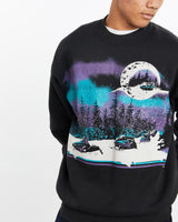 Vintage, 1994, Snowmobile, Sweatshirt, The Real Deal, size large, colour Black, newtown, sydney, australia, thrift store, opshop, preloved, secondhand, sustainable, retro, antique, 70s, 80s, 90s, 2000s, 00s, fashion, clothing, streetwear, trendy, garment, style, boutique, store, shop, archive, sale, cheap, best, top, Sweats and hoodies