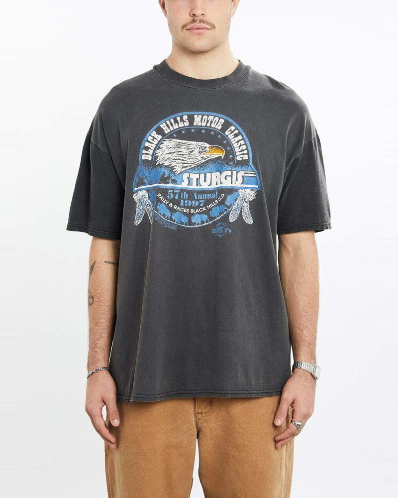 Vintage, 1997, Sturgis, Motorcycle, Rally, Tee, The Real Deal, size extra large, colour Black, newtown, sydney, australia, thrift store, opshop, preloved, secondhand, sustainable, retro, antique, 70s, 80s, 90s, 2000s, 00s, fashion, clothing, streetwear, trendy, garment, style, boutique, store, shop, archive, sale, cheap, best, top, T-Shirts