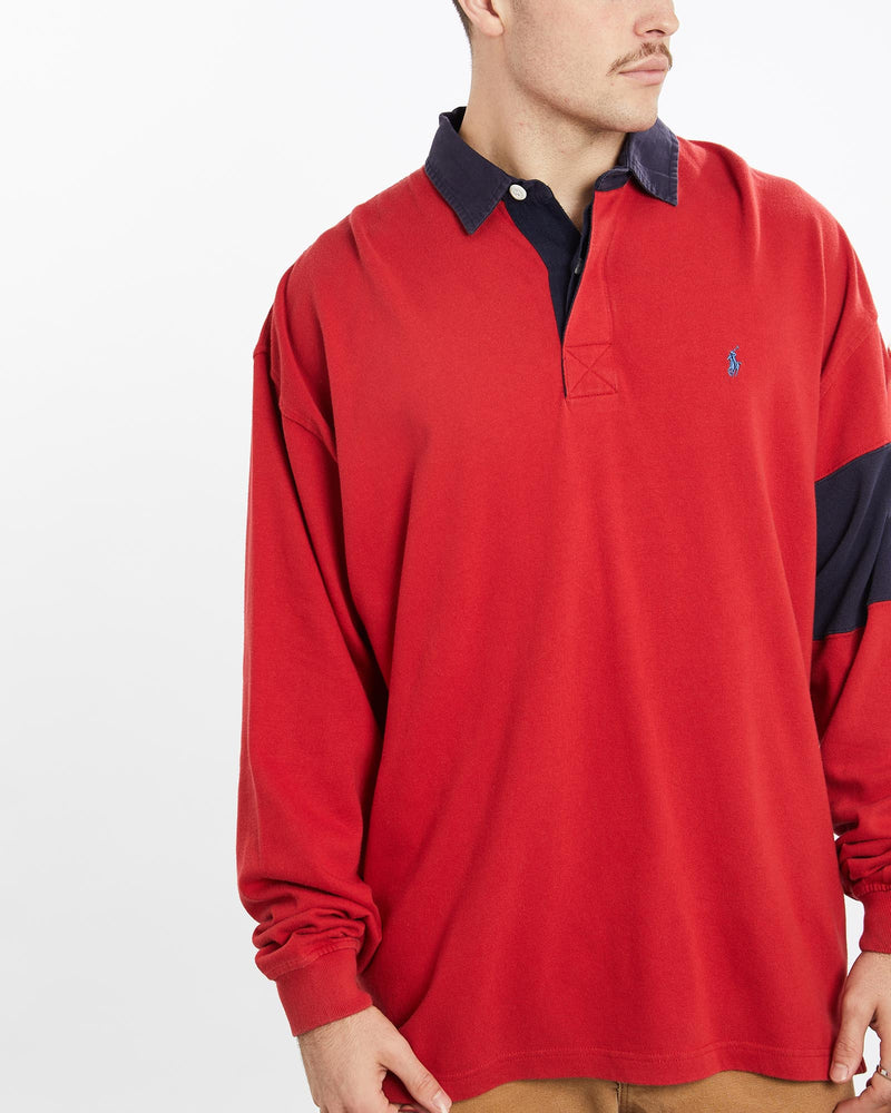 Vintage, 90s, Polo, Ralph, Lauren, Rugby, Shirt, The Real Deal, size extra large, colour Red, newtown, sydney, australia, thrift store, opshop, preloved, secondhand, sustainable, retro, antique, 70s, 80s, 90s, 2000s, 00s, fashion, clothing, streetwear, trendy, garment, style, boutique, store, shop, archive, sale, cheap, best, top, Shirts