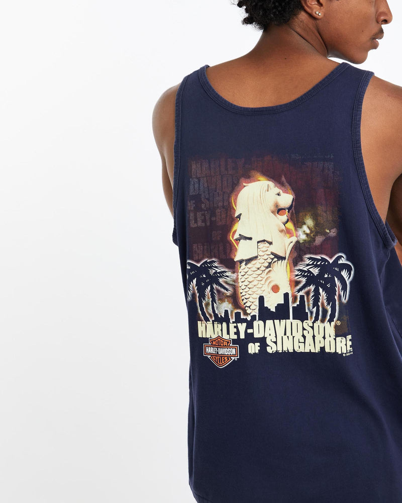 Vintage, Harley, Davidson, Tank, The Real Deal, size large, colour Navy, newtown, sydney, australia, thrift store, opshop, preloved, secondhand, sustainable, retro, antique, 70s, 80s, 90s, 2000s, 00s, fashion, clothing, streetwear, trendy, garment, style, boutique, store, shop, archive, sale, cheap, best, top, T-Shirts