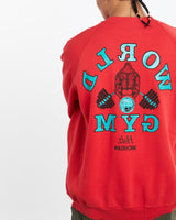 Vintage, 90s, World, Gym, Sweatshirt, The Real Deal, size large, colour Red, newtown, sydney, australia, thrift store, opshop, preloved, secondhand, sustainable, retro, antique, 70s, 80s, 90s, 2000s, 00s, fashion, clothing, streetwear, trendy, garment, style, boutique, store, shop, archive, sale, cheap, best, top, Sweats and hoodies