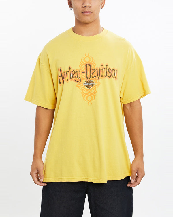 Vintage, Harley, Davidson, Tee, The Real Deal, size large, colour Yellow, newtown, sydney, australia, thrift store, opshop, preloved, secondhand, sustainable, retro, antique, 70s, 80s, 90s, 2000s, 00s, fashion, clothing, streetwear, trendy, garment, style, boutique, store, shop, archive, sale, cheap, best, top, T-Shirts