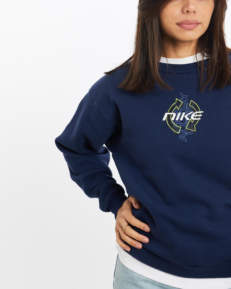 Vintage, 90s, Nike, Sweatshirt, The Real Deal, size double extra small, colour Navy, newtown, sydney, australia, thrift store, opshop, preloved, secondhand, sustainable, retro, antique, 70s, 80s, 90s, 2000s, 00s, fashion, clothing, streetwear, trendy, garment, style, boutique, store, shop, archive, sale, cheap, best, top, Sweats and hoodies