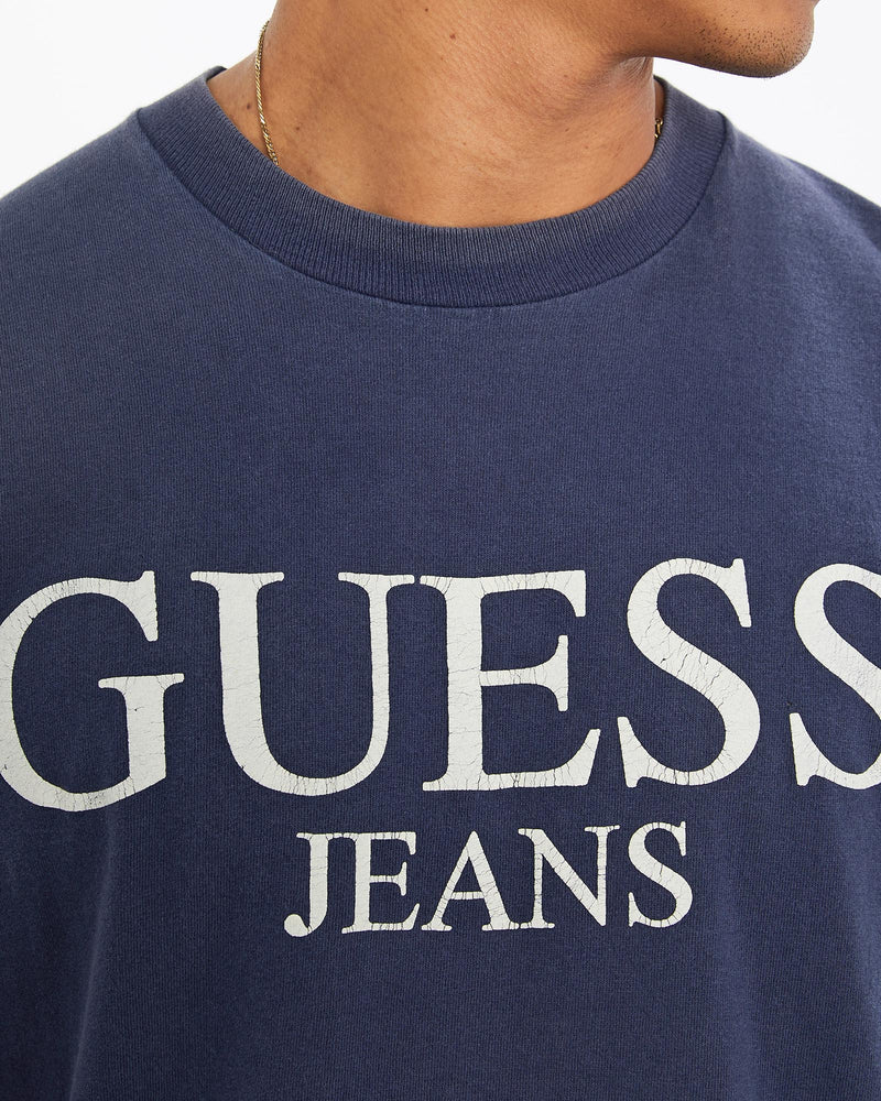 Vintage, 90s, Guess, Jeans, Tee, The Real Deal, size large, colour Navy, newtown, sydney, australia, thrift store, opshop, preloved, secondhand, sustainable, retro, antique, 70s, 80s, 90s, 2000s, 00s, fashion, clothing, streetwear, trendy, garment, style, boutique, store, shop, archive, sale, cheap, best, top, T-Shirts