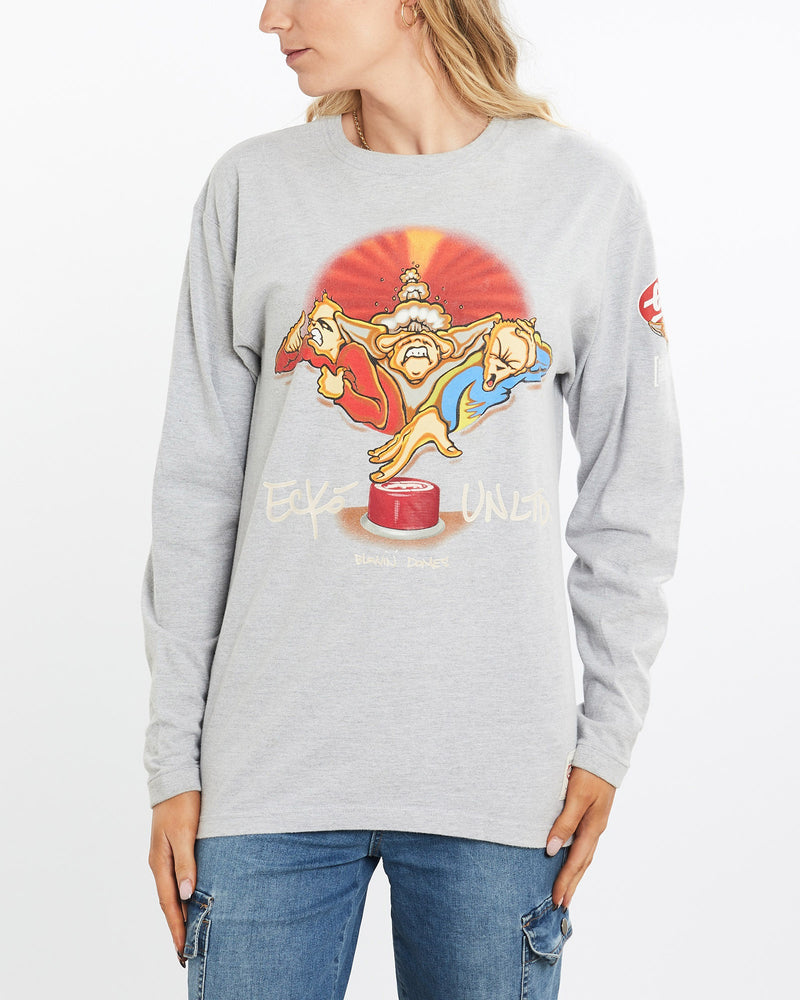 Vintage, Ecko, Unltd., Long, Sleeve, Tee, The Real Deal, size medium, colour Grey, newtown, sydney, australia, thrift store, opshop, preloved, secondhand, sustainable, retro, antique, 70s, 80s, 90s, 2000s, 00s, fashion, clothing, streetwear, trendy, garment, style, boutique, store, shop, archive, sale, cheap, best, top, T-Shirts