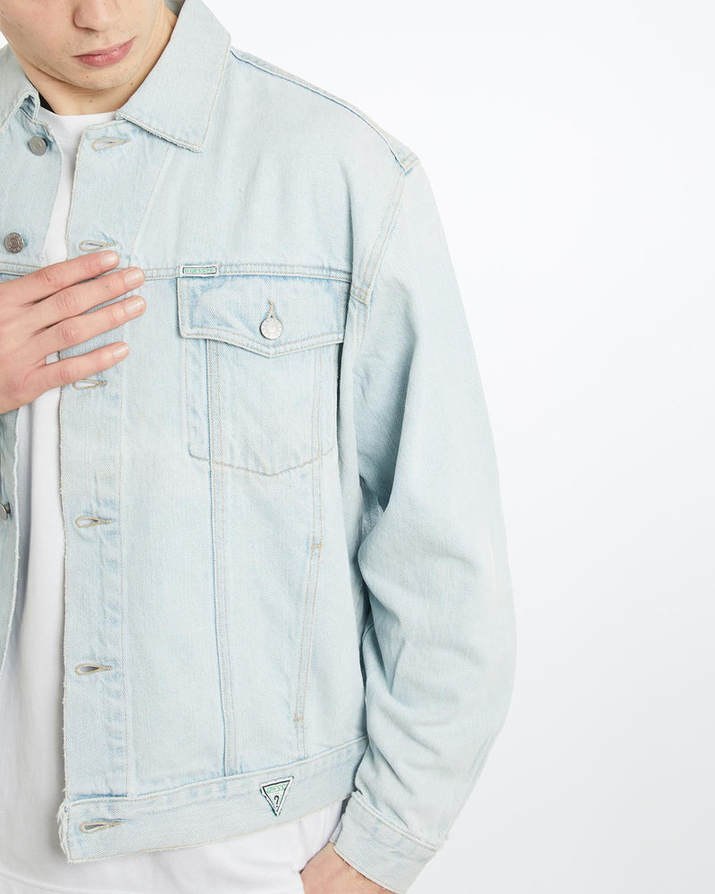 Vintage, 90s, Guess, USA, Denim, Jacket, The Real Deal, size extra large, colour Blue, newtown, sydney, australia, thrift store, opshop, preloved, secondhand, sustainable, retro, antique, 70s, 80s, 90s, 2000s, 00s, fashion, clothing, streetwear, trendy, garment, style, boutique, store, shop, archive, sale, cheap, best, top, Jackets