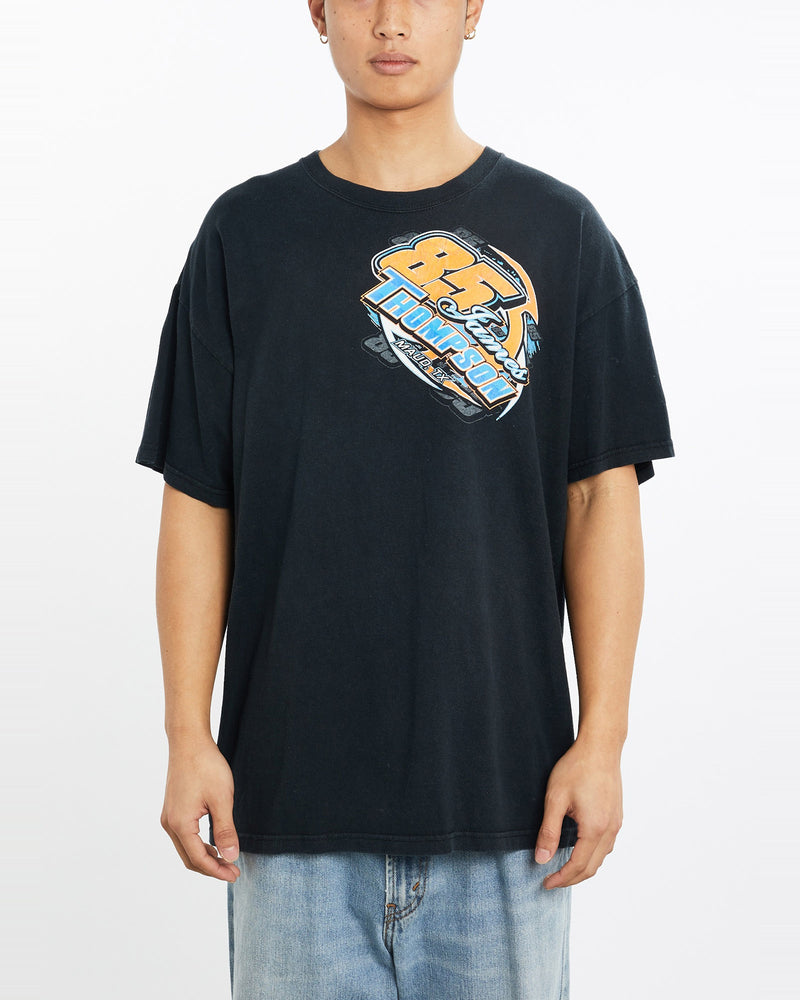 Vintage, James, Thompson, Racing, Tee, The Real Deal, size large, colour Black, newtown, sydney, australia, thrift store, opshop, preloved, secondhand, sustainable, retro, antique, 70s, 80s, 90s, 2000s, 00s, fashion, clothing, streetwear, trendy, garment, style, boutique, store, shop, archive, sale, cheap, best, top, T-Shirts