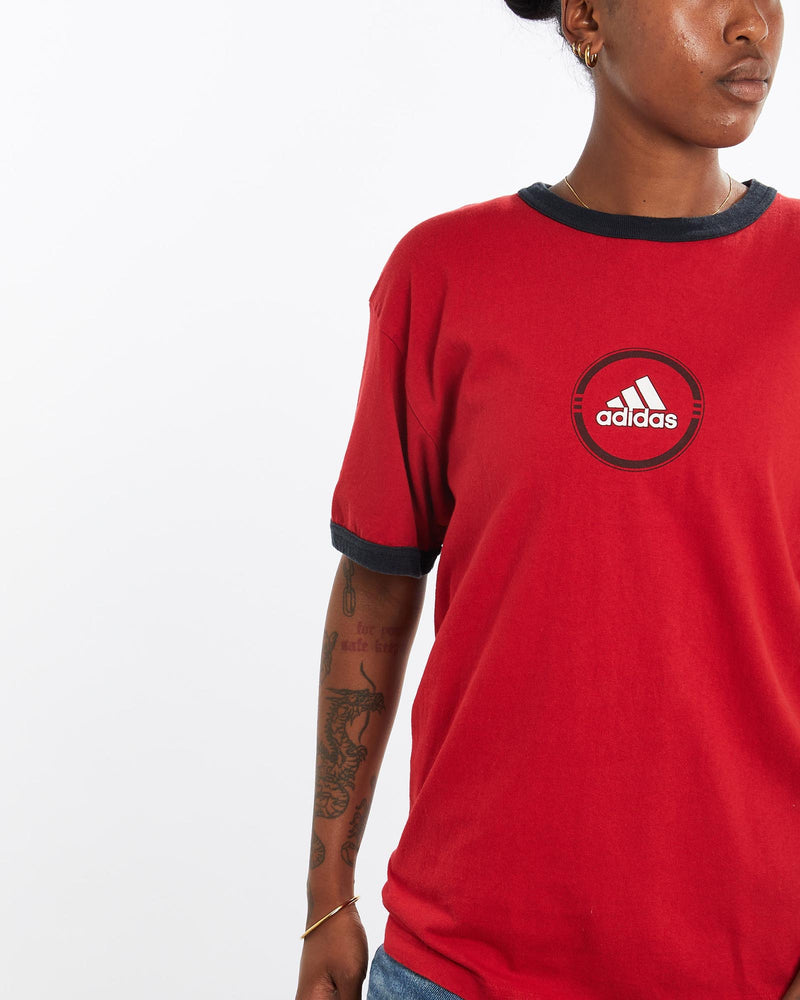 Vintage, Adidas, Tee, The Real Deal, size medium, colour Red, newtown, sydney, australia, thrift store, opshop, preloved, secondhand, sustainable, retro, antique, 70s, 80s, 90s, 2000s, 00s, fashion, clothing, streetwear, trendy, garment, style, boutique, store, shop, archive, sale, cheap, best, top, T-Shirts