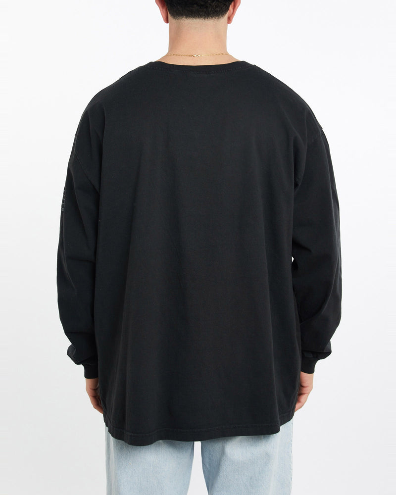 Vintage, Harley, Davidson, Long, Sleeve, Henley, Tee, The Real Deal, size double extra large, colour Black, newtown, sydney, australia, thrift store, opshop, preloved, secondhand, sustainable, retro, antique, 70s, 80s, 90s, 2000s, 00s, fashion, clothing, streetwear, trendy, garment, style, boutique, store, shop, archive, sale, cheap, best, top, T-Shirts