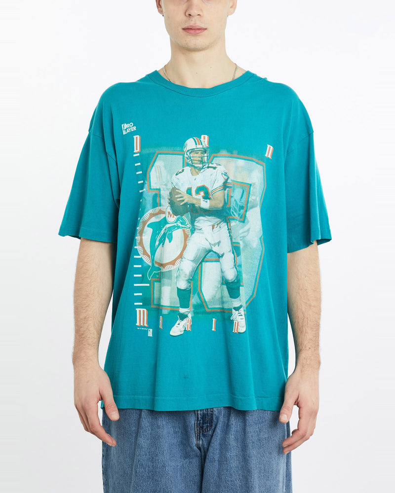 Vintage, 1996, NFL, Miami, Dolphins, Dan, Marino', Tee, The Real Deal, size extra large, colour Green, newtown, sydney, australia, thrift store, opshop, preloved, secondhand, sustainable, retro, antique, 70s, 80s, 90s, 2000s, 00s, fashion, clothing, streetwear, trendy, garment, style, boutique, store, shop, archive, sale, cheap, best, top, T-Shirts