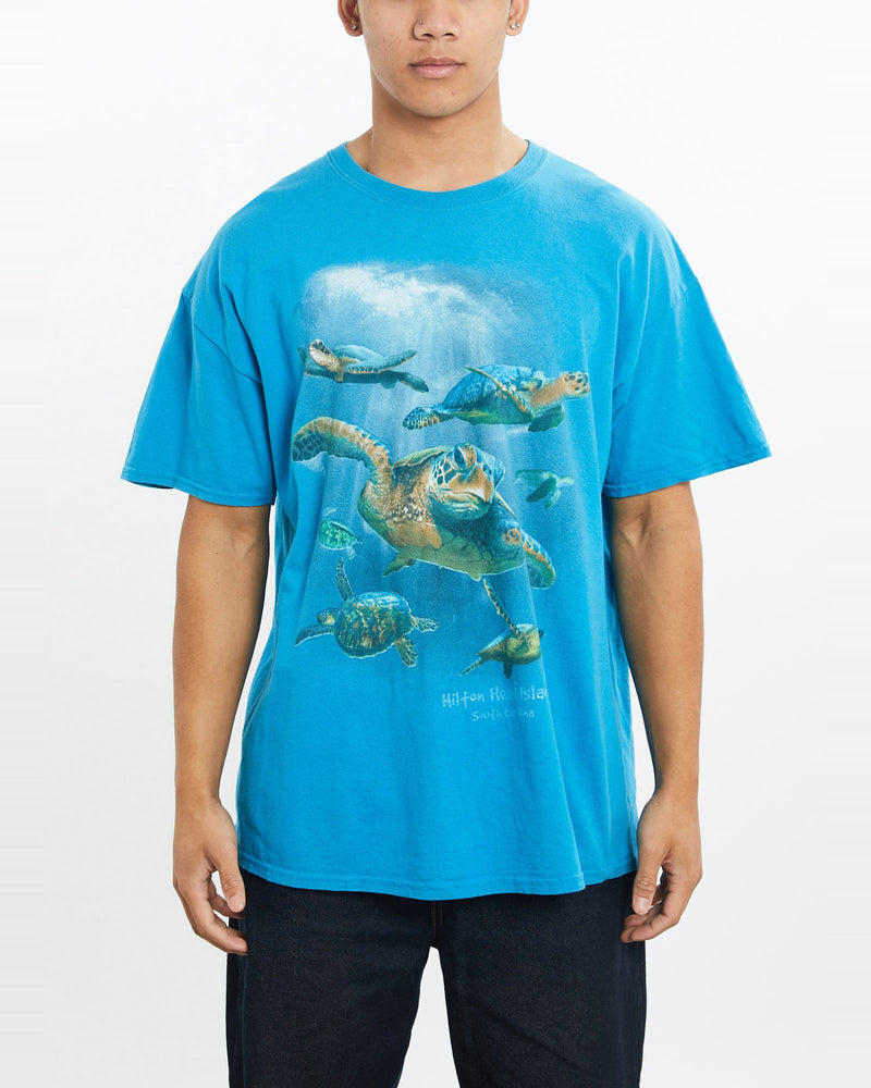 Vintage, Sea, Turtle, Wildlife, Tee, The Real Deal, size large, colour Blue, newtown, sydney, australia, thrift store, opshop, preloved, secondhand, sustainable, retro, antique, 70s, 80s, 90s, 2000s, 00s, fashion, clothing, streetwear, trendy, garment, style, boutique, store, shop, archive, sale, cheap, best, top, T-Shirts