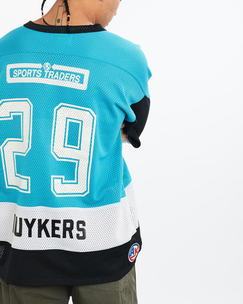 Vintage, 90s, MHMHA, Sharks, Hockey, Jersey, The Real Deal, size large, colour Blue, newtown, sydney, australia, thrift store, opshop, preloved, secondhand, sustainable, retro, antique, 70s, 80s, 90s, 2000s, 00s, fashion, clothing, streetwear, trendy, garment, style, boutique, store, shop, archive, sale, cheap, best, top, T-Shirts