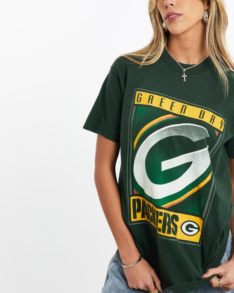Vintage, 90s, NFL, Green, Bay, Packers, Tee, The Real Deal, size small, colour Green, newtown, sydney, australia, thrift store, opshop, preloved, secondhand, sustainable, retro, antique, 70s, 80s, 90s, 2000s, 00s, fashion, clothing, streetwear, trendy, garment, style, boutique, store, shop, archive, sale, cheap, best, top, T-Shirts