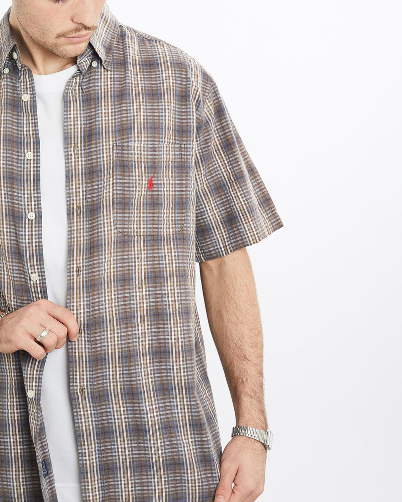 Vintage, 90s, Polo, Ralph, Lauren, Short, Sleeve, Button, Up, Shirt, The Real Deal, size extra large, colour Brown, newtown, sydney, australia, thrift store, opshop, preloved, secondhand, sustainable, retro, antique, 70s, 80s, 90s, 2000s, 00s, fashion, clothing, streetwear, trendy, garment, style, boutique, store, shop, archive, sale, cheap, best, top, Shirts