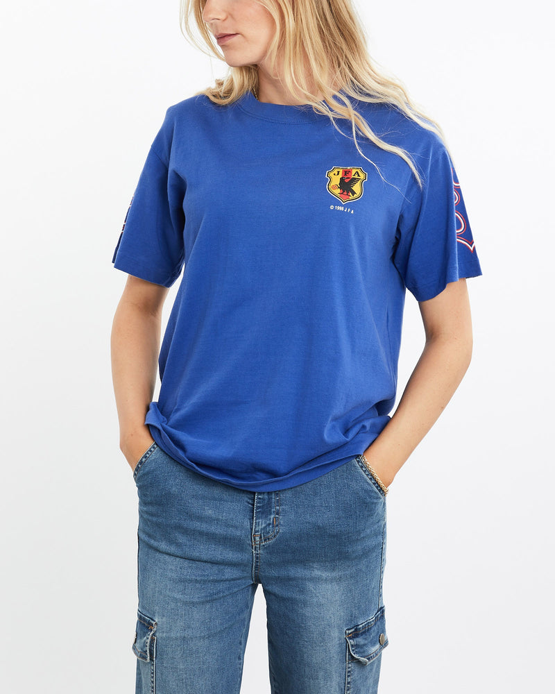 Vintage, 1996, Japan, National, Team, Soccer, Tee, The Real Deal, size medium, colour Blue, newtown, sydney, australia, thrift store, opshop, preloved, secondhand, sustainable, retro, antique, 70s, 80s, 90s, 2000s, 00s, fashion, clothing, streetwear, trendy, garment, style, boutique, store, shop, archive, sale, cheap, best, top, T-Shirts