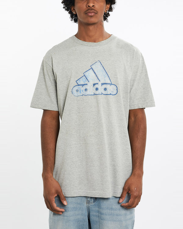 Vintage, Adidas, Tee, The Real Deal, size large, colour Grey, newtown, sydney, australia, thrift store, opshop, preloved, secondhand, sustainable, retro, antique, 70s, 80s, 90s, 2000s, 00s, fashion, clothing, streetwear, trendy, garment, style, boutique, store, shop, archive, sale, cheap, best, top, T-Shirts