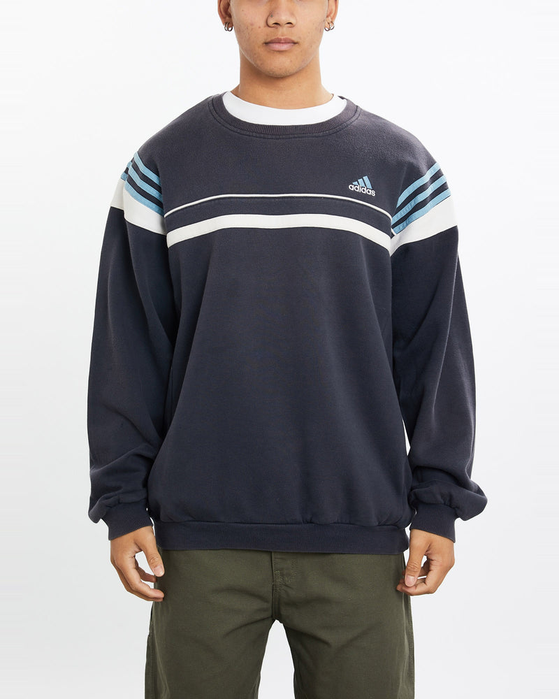 Vintage, Adidas, Sweatshirt, The Real Deal, size large, colour Navy, newtown, sydney, australia, thrift store, opshop, preloved, secondhand, sustainable, retro, antique, 70s, 80s, 90s, 2000s, 00s, fashion, clothing, streetwear, trendy, garment, style, boutique, store, shop, archive, sale, cheap, best, top, Sweats and hoodies