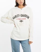 Vintage, Harley, Davidson, Long, Sleeve, Henley, Tee, The Real Deal, size medium, colour Beige, newtown, sydney, australia, thrift store, opshop, preloved, secondhand, sustainable, retro, antique, 70s, 80s, 90s, 2000s, 00s, fashion, clothing, streetwear, trendy, garment, style, boutique, store, shop, archive, sale, cheap, best, top, T-Shirts