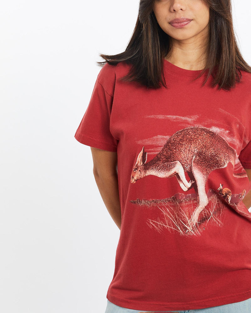 Vintage, Kangaroo, Wildlife, Tee, The Real Deal, size double extra small, colour Red, newtown, sydney, australia, thrift store, opshop, preloved, secondhand, sustainable, retro, antique, 70s, 80s, 90s, 2000s, 00s, fashion, clothing, streetwear, trendy, garment, style, boutique, store, shop, archive, sale, cheap, best, top, T-Shirts