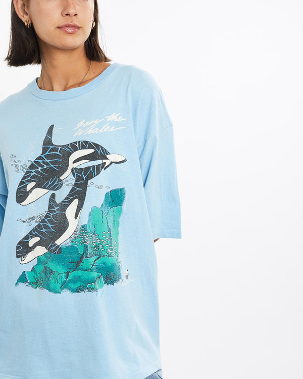Vintage, 90s, WWF, Save, The, Whales, Wildlife, Tee, The Real Deal, size medium, colour Black, newtown, sydney, australia, thrift store, opshop, preloved, secondhand, sustainable, retro, antique, 70s, 80s, 90s, 2000s, 00s, fashion, clothing, streetwear, trendy, garment, style, boutique, store, shop, archive, sale, cheap, best, top, T-Shirts