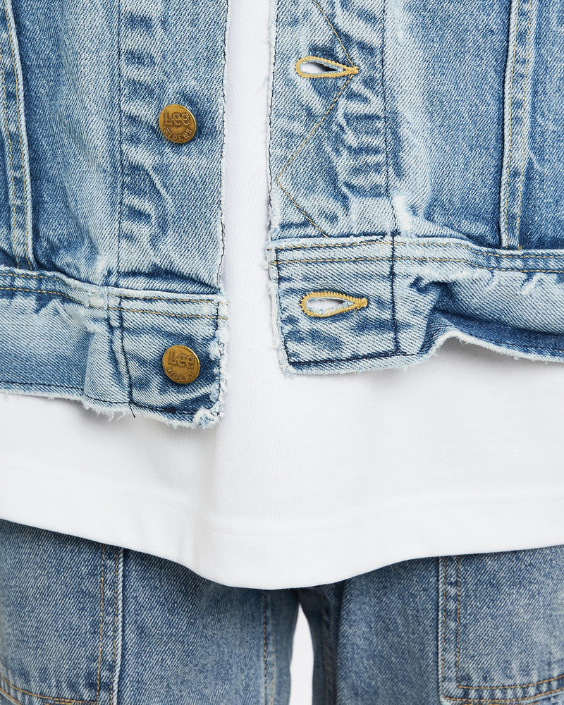 Vintage, Lee, Denim, Jacket, The Real Deal, size small, colour Blue, newtown, sydney, australia, thrift store, opshop, preloved, secondhand, sustainable, retro, antique, 70s, 80s, 90s, 2000s, 00s, fashion, clothing, streetwear, trendy, garment, style, boutique, store, shop, archive, sale, cheap, best, top, Jackets