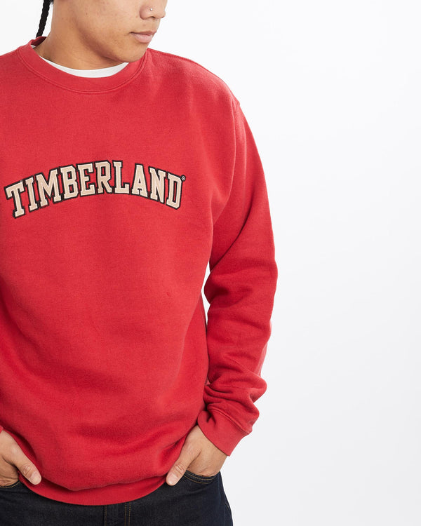 Vintage, Timberland, Sweatshirt, The Real Deal, size large, colour Red, newtown, sydney, australia, thrift store, opshop, preloved, secondhand, sustainable, retro, antique, 70s, 80s, 90s, 2000s, 00s, fashion, clothing, streetwear, trendy, garment, style, boutique, store, shop, archive, sale, cheap, best, top, Sweats and hoodies