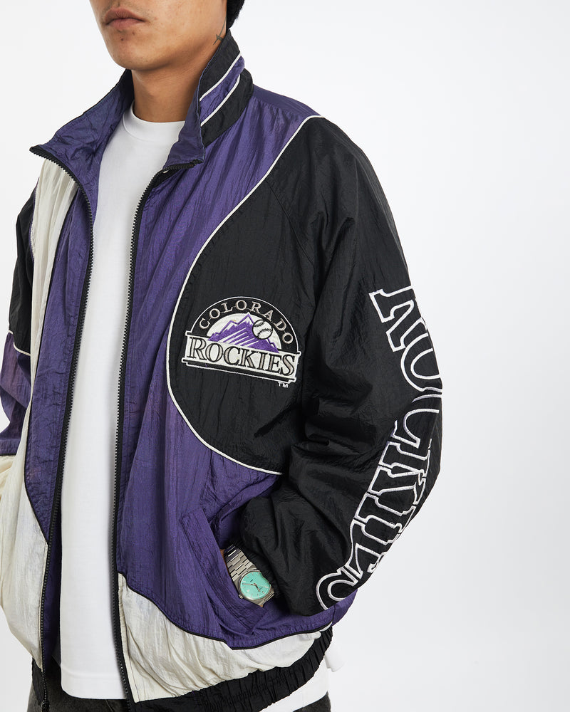 Vintage 90s Pro Player MLB Colorado Rockies Jacket <br>XL , The Real Deal , newtown, sydney, australia, thrift store, opshop, preloved, secondhand, sustainable, retro, antique, 70s, 80s, 90s, 2000s, 00s, fashion, clothing, streetwear, trendy, garment, style, boutique, store, shop, archive, sale, cheap, best, top