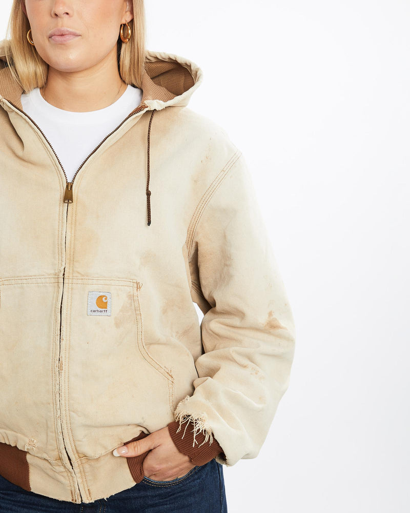 Vintage, 90s, Carhartt, Active', Jacket, The Real Deal, size medium, colour Beige, newtown, sydney, australia, thrift store, opshop, preloved, secondhand, sustainable, retro, antique, 70s, 80s, 90s, 2000s, 00s, fashion, clothing, streetwear, trendy, garment, style, boutique, store, shop, archive, sale, cheap, best, top, Jackets
