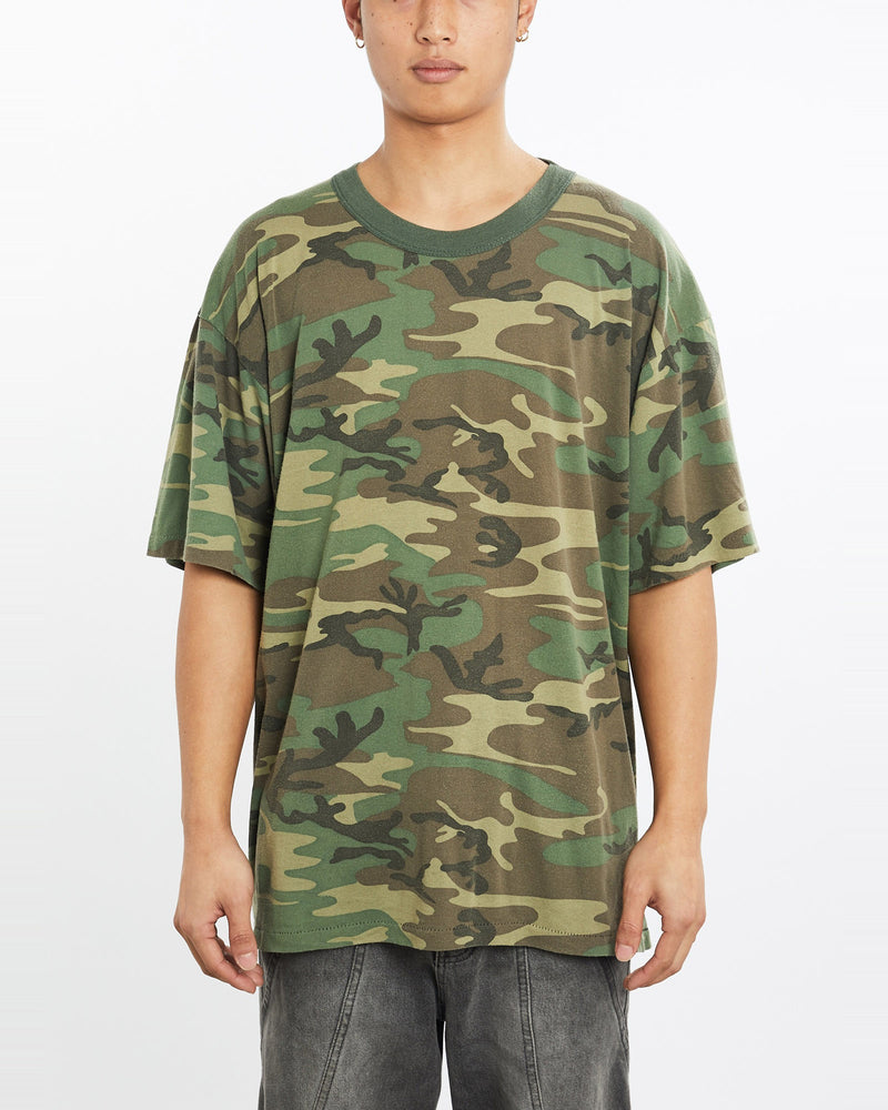 Vintage, 90s, Camo, Tee, The Real Deal, size extra large, colour Multicolour, newtown, sydney, australia, thrift store, opshop, preloved, secondhand, sustainable, retro, antique, 70s, 80s, 90s, 2000s, 00s, fashion, clothing, streetwear, trendy, garment, style, boutique, store, shop, archive, sale, cheap, best, top, T-Shirts