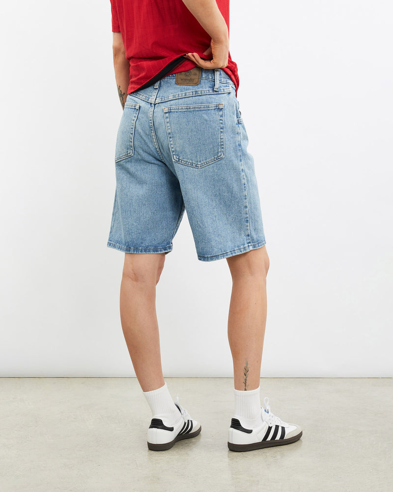 Vintage, Wrangler, Denim, Shorts, The Real Deal, size 31", colour Blue, newtown, sydney, australia, thrift store, opshop, preloved, secondhand, sustainable, retro, antique, 70s, 80s, 90s, 2000s, 00s, fashion, clothing, streetwear, trendy, garment, style, boutique, store, shop, archive, sale, cheap, best, top, Shorts