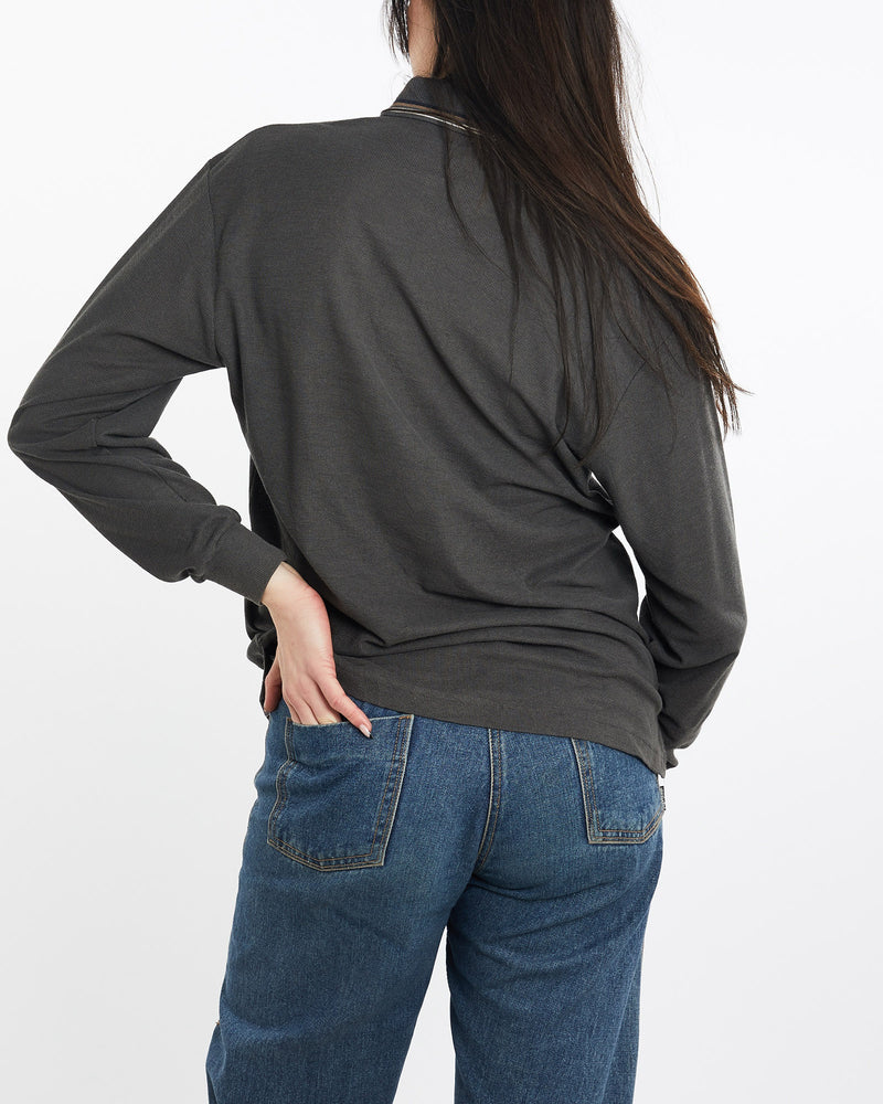 Vintage, 90s, Gianni, Valentino, Long, Sleeve, Polo, Shirt, The Real Deal, size medium, colour Grey, newtown, sydney, australia, thrift store, opshop, preloved, secondhand, sustainable, retro, antique, 70s, 80s, 90s, 2000s, 00s, fashion, clothing, streetwear, trendy, garment, style, boutique, store, shop, archive, sale, cheap, best, top, Shirts