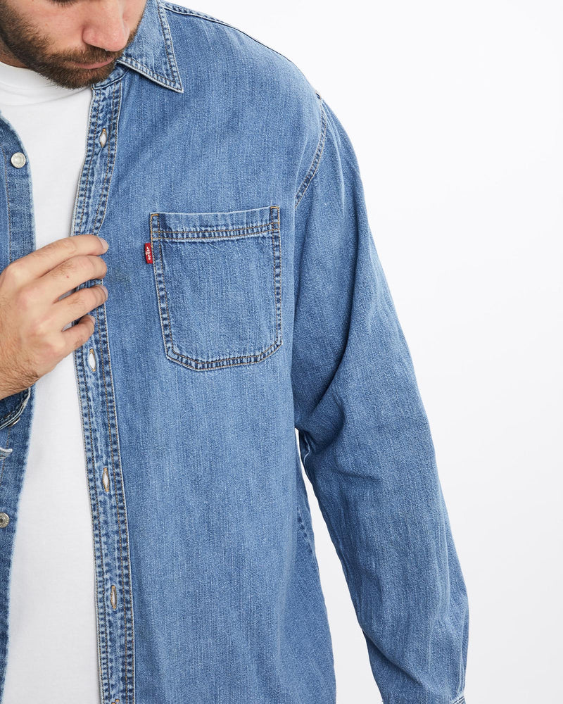 Vintage, Levi's, Denim, Button, Up, Shirt, The Real Deal, size double extra large, colour Blue, newtown, sydney, australia, thrift store, opshop, preloved, secondhand, sustainable, retro, antique, 70s, 80s, 90s, 2000s, 00s, fashion, clothing, streetwear, trendy, garment, style, boutique, store, shop, archive, sale, cheap, best, top, Shirts