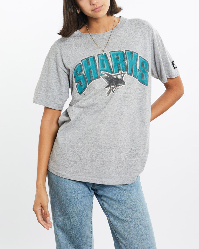 Vintage, 90s, NHL, San, Jose, Sharks, Tee, The Real Deal, size small, colour Grey, newtown, sydney, australia, thrift store, opshop, preloved, secondhand, sustainable, retro, antique, 70s, 80s, 90s, 2000s, 00s, fashion, clothing, streetwear, trendy, garment, style, boutique, store, shop, archive, sale, cheap, best, top, T-Shirts