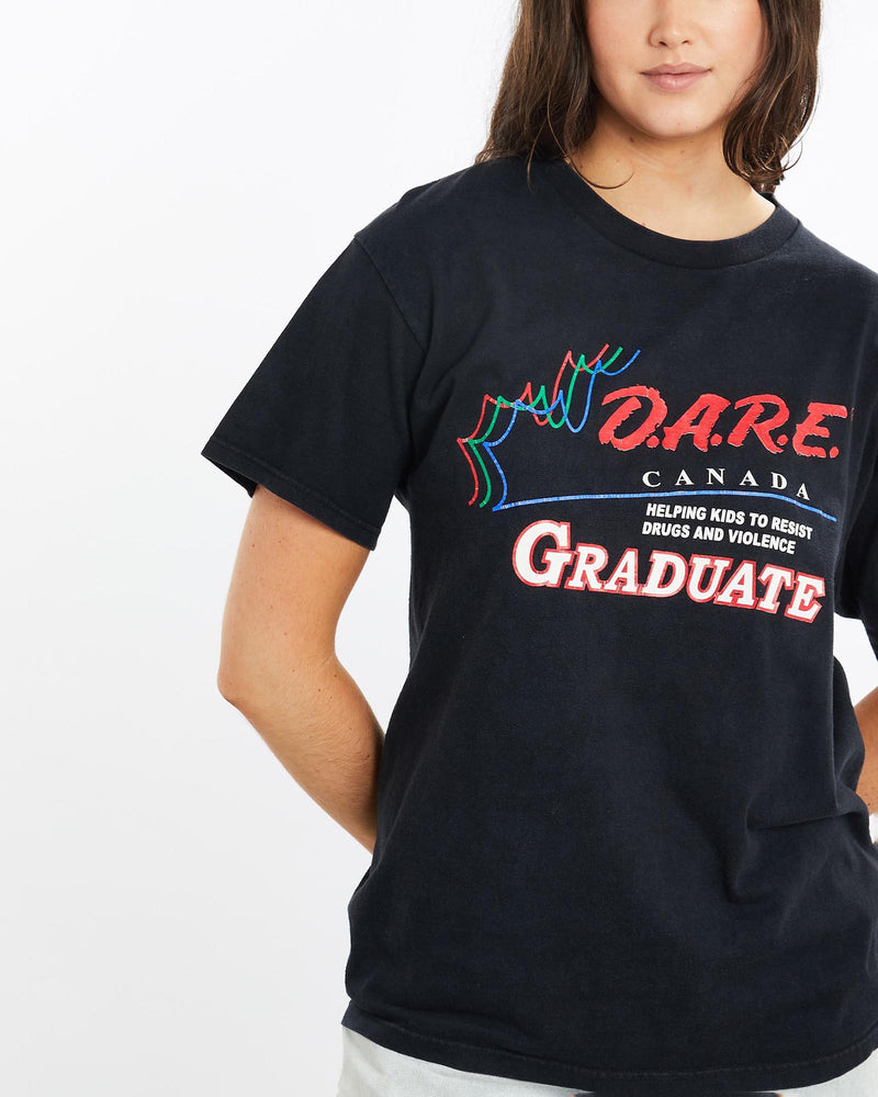 Vintage, 90s, D.A.R.E, Canada, Tee, The Real Deal, size medium, colour Black, newtown, sydney, australia, thrift store, opshop, preloved, secondhand, sustainable, retro, antique, 70s, 80s, 90s, 2000s, 00s, fashion, clothing, streetwear, trendy, garment, style, boutique, store, shop, archive, sale, cheap, best, top, T-Shirts