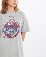 Vintage, MLB, Philadelphia, Phillies, World, Series, Tee, The Real Deal, size medium, colour Grey, newtown, sydney, australia, thrift store, opshop, preloved, secondhand, sustainable, retro, antique, 70s, 80s, 90s, 2000s, 00s, fashion, clothing, streetwear, trendy, garment, style, boutique, store, shop, archive, sale, cheap, best, top, T-Shirts