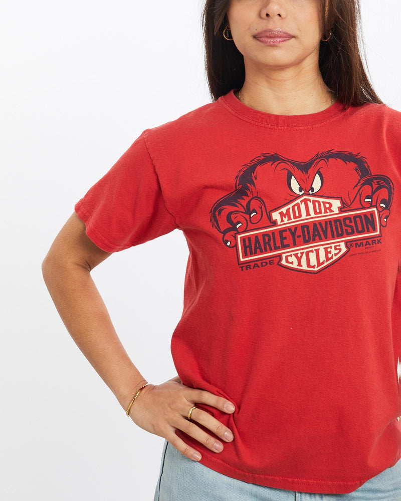 Harley, Davidson, Looney, Tunes, Tee, The Real Deal, size double extra small, colour Red, newtown, sydney, australia, thrift store, opshop, preloved, secondhand, sustainable, retro, antique, 70s, 80s, 90s, 2000s, 00s, fashion, clothing, streetwear, trendy, garment, style, boutique, store, shop, archive, sale, cheap, best, top, T-Shirts