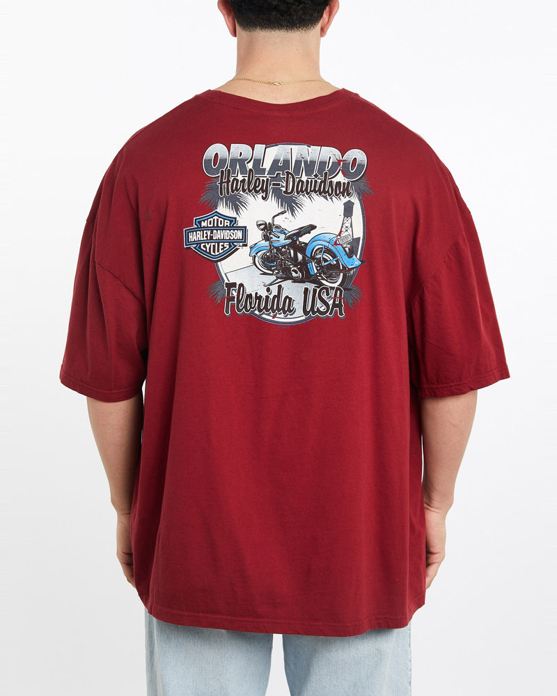 Vintage, Harley, Davidson, Tee, The Real Deal, size XXXL, colour Burgundy, newtown, sydney, australia, thrift store, opshop, preloved, secondhand, sustainable, retro, antique, 70s, 80s, 90s, 2000s, 00s, fashion, clothing, streetwear, trendy, garment, style, boutique, store, shop, archive, sale, cheap, best, top, T-Shirts