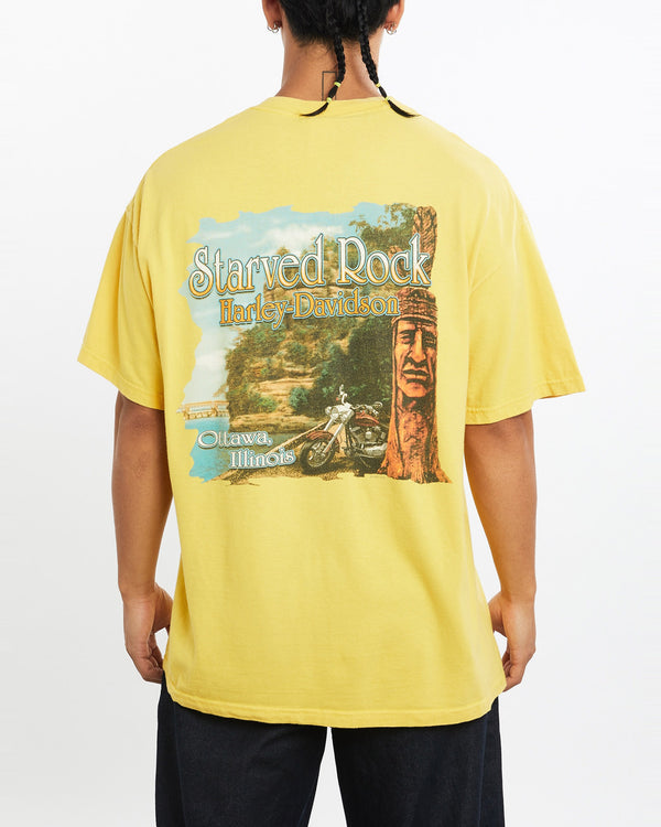 Vintage, Harley, Davidson, Tee, The Real Deal, size large, colour Yellow, newtown, sydney, australia, thrift store, opshop, preloved, secondhand, sustainable, retro, antique, 70s, 80s, 90s, 2000s, 00s, fashion, clothing, streetwear, trendy, garment, style, boutique, store, shop, archive, sale, cheap, best, top, T-Shirts