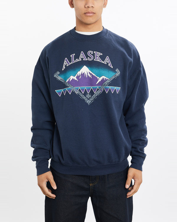 Vintage, 90s, Alaska, Sweatshirt, The Real Deal, size large, colour Navy, newtown, sydney, australia, thrift store, opshop, preloved, secondhand, sustainable, retro, antique, 70s, 80s, 90s, 2000s, 00s, fashion, clothing, streetwear, trendy, garment, style, boutique, store, shop, archive, sale, cheap, best, top, Sweats and hoodies
