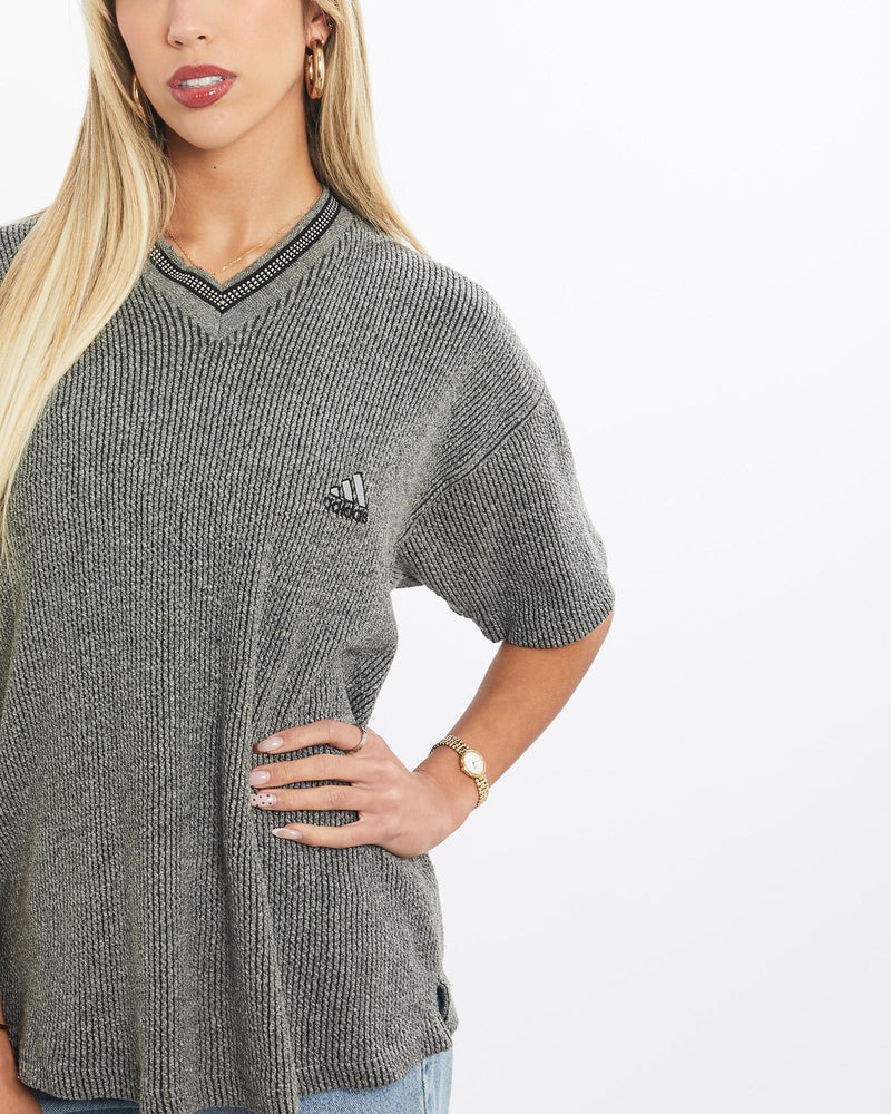 Vintage, 90s, Adidas, Tee, The Real Deal, size extra small, colour Grey, newtown, sydney, australia, thrift store, opshop, preloved, secondhand, sustainable, retro, antique, 70s, 80s, 90s, 2000s, 00s, fashion, clothing, streetwear, trendy, garment, style, boutique, store, shop, archive, sale, cheap, best, top, T-Shirts