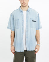 Vintage, Harley, Davidson, Short, Sleeve, Denim, Button, Up, Shirt, The Real Deal, size extra large, colour Blue, newtown, sydney, australia, thrift store, opshop, preloved, secondhand, sustainable, retro, antique, 70s, 80s, 90s, 2000s, 00s, fashion, clothing, streetwear, trendy, garment, style, boutique, store, shop, archive, sale, cheap, best, top, Shirts