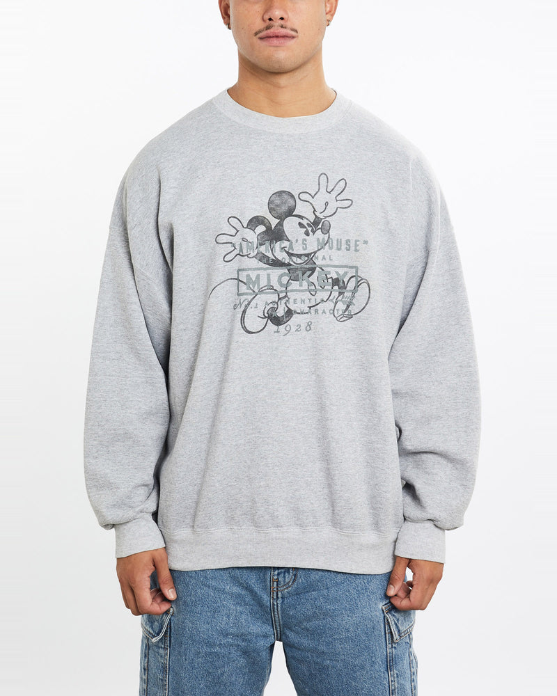 Vintage, 90s, Disney, Mickey, Mouse, Sweatshirt, The Real Deal, size extra large, colour Grey, newtown, sydney, australia, thrift store, opshop, preloved, secondhand, sustainable, retro, antique, 70s, 80s, 90s, 2000s, 00s, fashion, clothing, streetwear, trendy, garment, style, boutique, store, shop, archive, sale, cheap, best, top, Sweats and hoodies