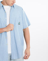 Vintage, 90s, Chaps, Ralph, Lauren, Short, Sleeve, Button, Up, Shirt, The Real Deal, size double extra large, colour Blue, newtown, sydney, australia, thrift store, opshop, preloved, secondhand, sustainable, retro, antique, 70s, 80s, 90s, 2000s, 00s, fashion, clothing, streetwear, trendy, garment, style, boutique, store, shop, archive, sale, cheap, best, top, Shirts