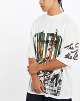 Vintage, 90s, Athletic, The, Sky, Is, The, Limit', Sport, Tee, The Real Deal, size extra large, colour White, newtown, sydney, australia, thrift store, opshop, preloved, secondhand, sustainable, retro, antique, 70s, 80s, 90s, 2000s, 00s, fashion, clothing, streetwear, trendy, garment, style, boutique, store, shop, archive, sale, cheap, best, top, T-Shirts