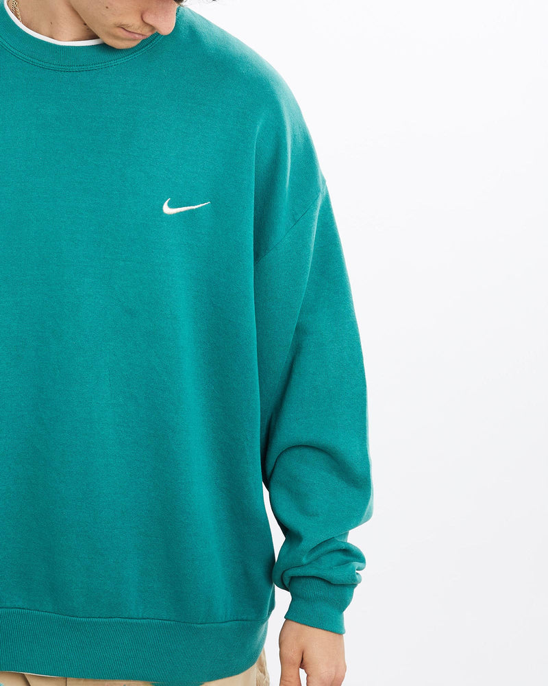 Vintage, 90s, Nike, Sweatshirt, The Real Deal, size extra large, colour Green, newtown, sydney, australia, thrift store, opshop, preloved, secondhand, sustainable, retro, antique, 70s, 80s, 90s, 2000s, 00s, fashion, clothing, streetwear, trendy, garment, style, boutique, store, shop, archive, sale, cheap, best, top, Sweats and hoodies