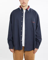 Vintage, 90s, Tommy, Hilfiger, Button, Up, Shirt, The Real Deal, size extra large, colour Navy, newtown, sydney, australia, thrift store, opshop, preloved, secondhand, sustainable, retro, antique, 70s, 80s, 90s, 2000s, 00s, fashion, clothing, streetwear, trendy, garment, style, boutique, store, shop, archive, sale, cheap, best, top, Shirts