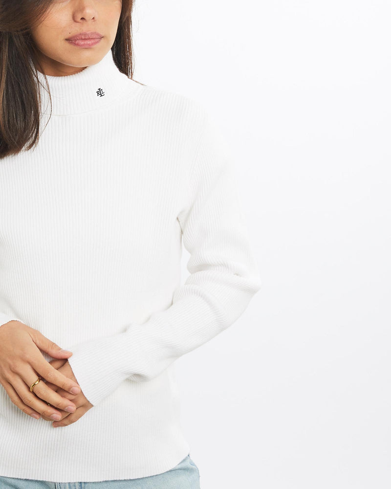 Vintage, Lauren, Ralph, Lauren, Turtleneck, Sweater, The Real Deal, size double extra small, colour White, newtown, sydney, australia, thrift store, opshop, preloved, secondhand, sustainable, retro, antique, 70s, 80s, 90s, 2000s, 00s, fashion, clothing, streetwear, trendy, garment, style, boutique, store, shop, archive, sale, cheap, best, top, Sweats and hoodies